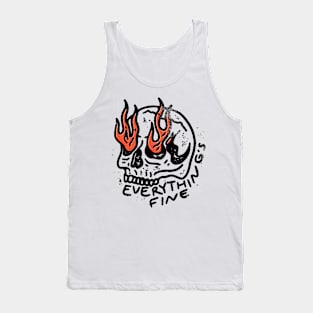 Funny Everything is Fine Skeleton Tank Top